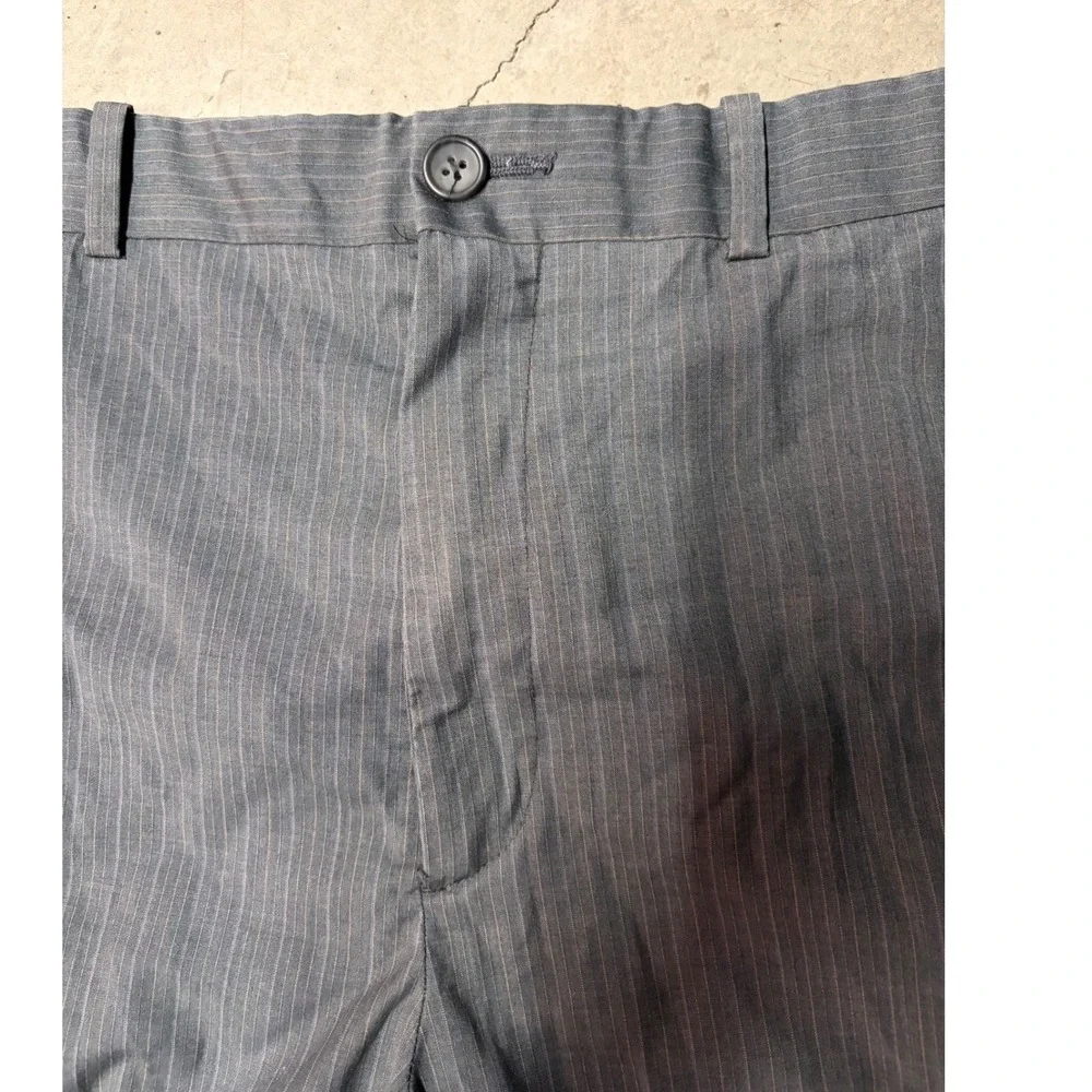 Perry‎ Ellis Mens Gray Pinstripe Dress Pants 36x30 Flat Front Straight Leg